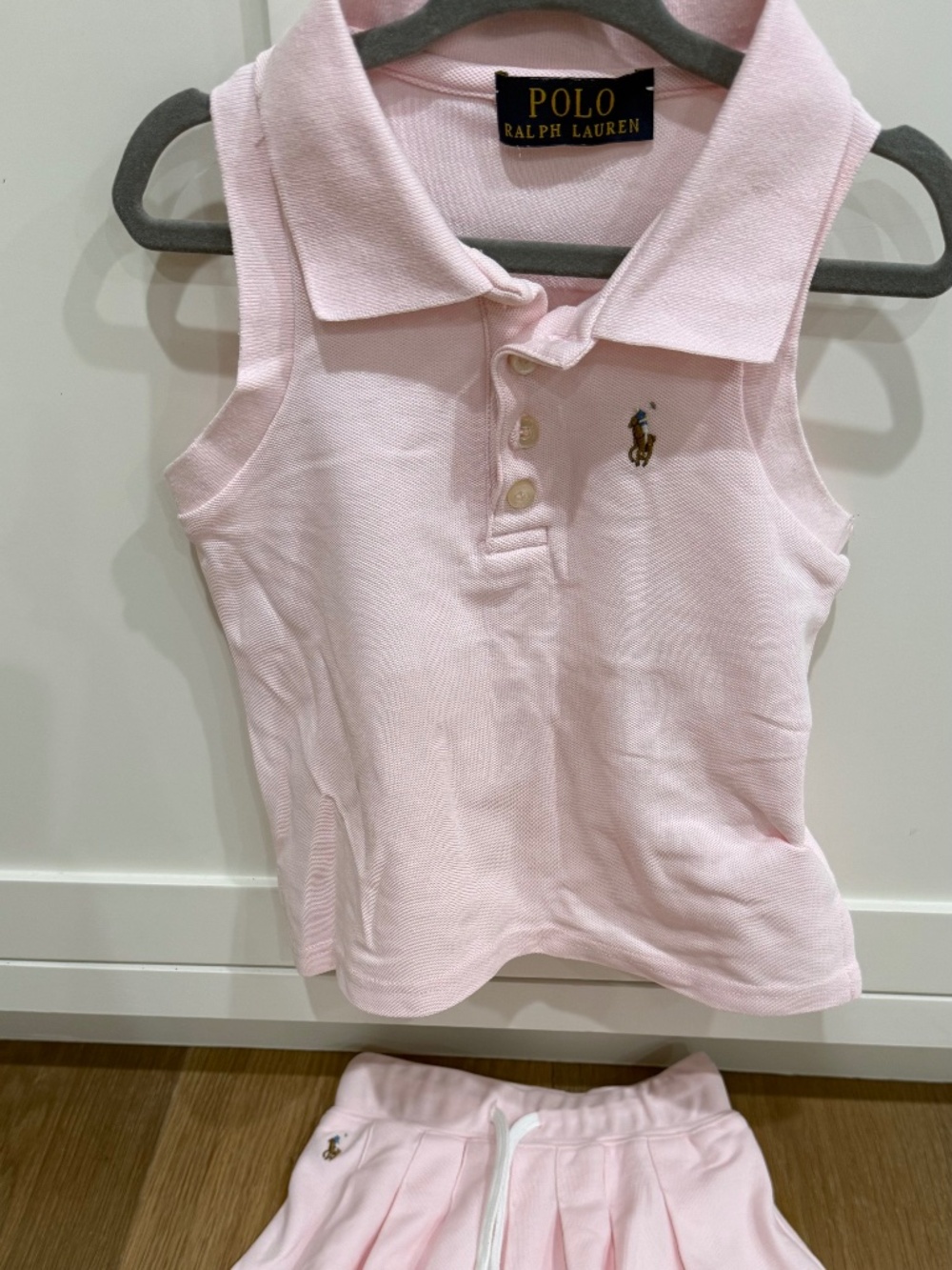Girls Pink Polo Ralph Lauren Matching Shirt Skort Set